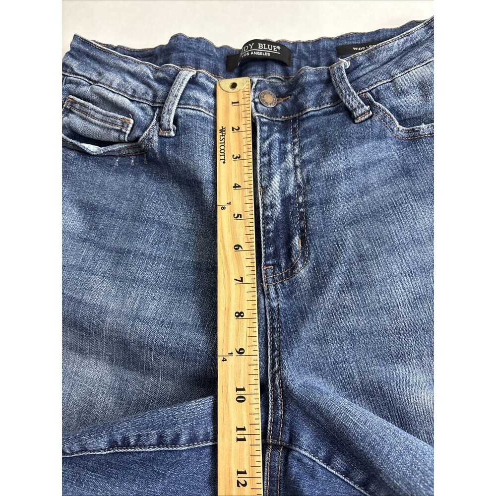 Judy Blue Womens Jeans Adult Size 14W Wide Leg Medium Wash Stretch Pockets - Picture 7 of 10